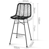 Artiss Set of 2 PE Wicker Bar Stools - Black