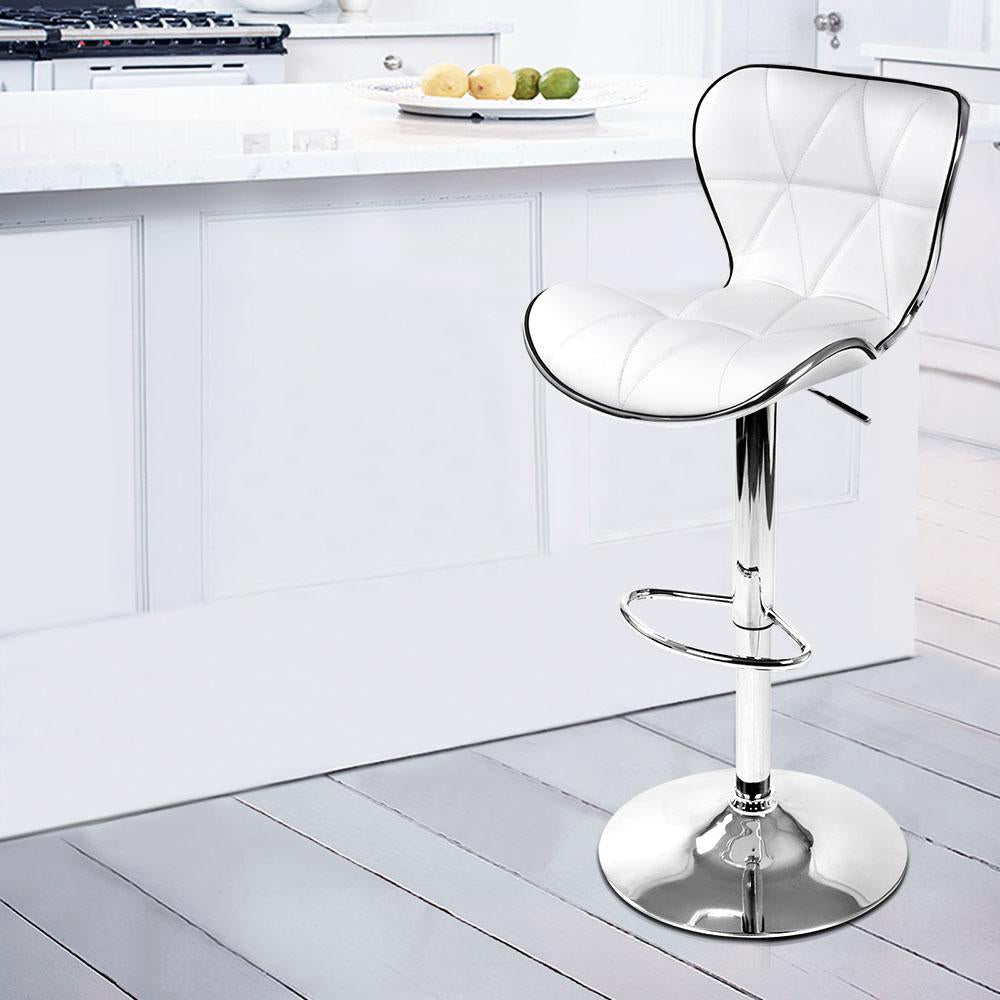 Artiss Set of 2 PU Leather Bar Stools - White