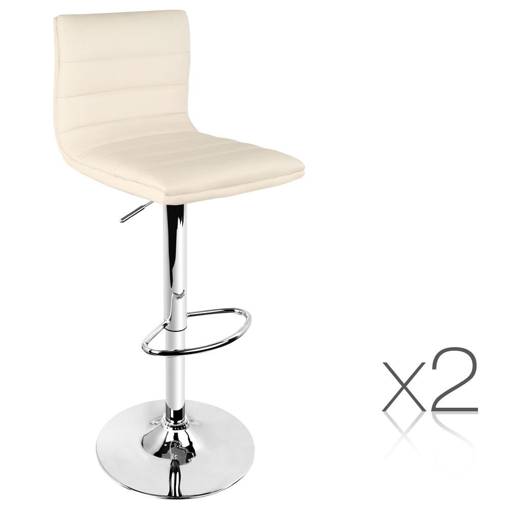 Artiss Set of 2 PU Leather Bar Stools - Beige