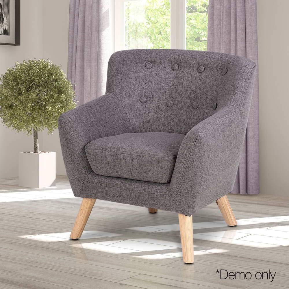 Artiss Kids Fabric Accent Armchair - Grey