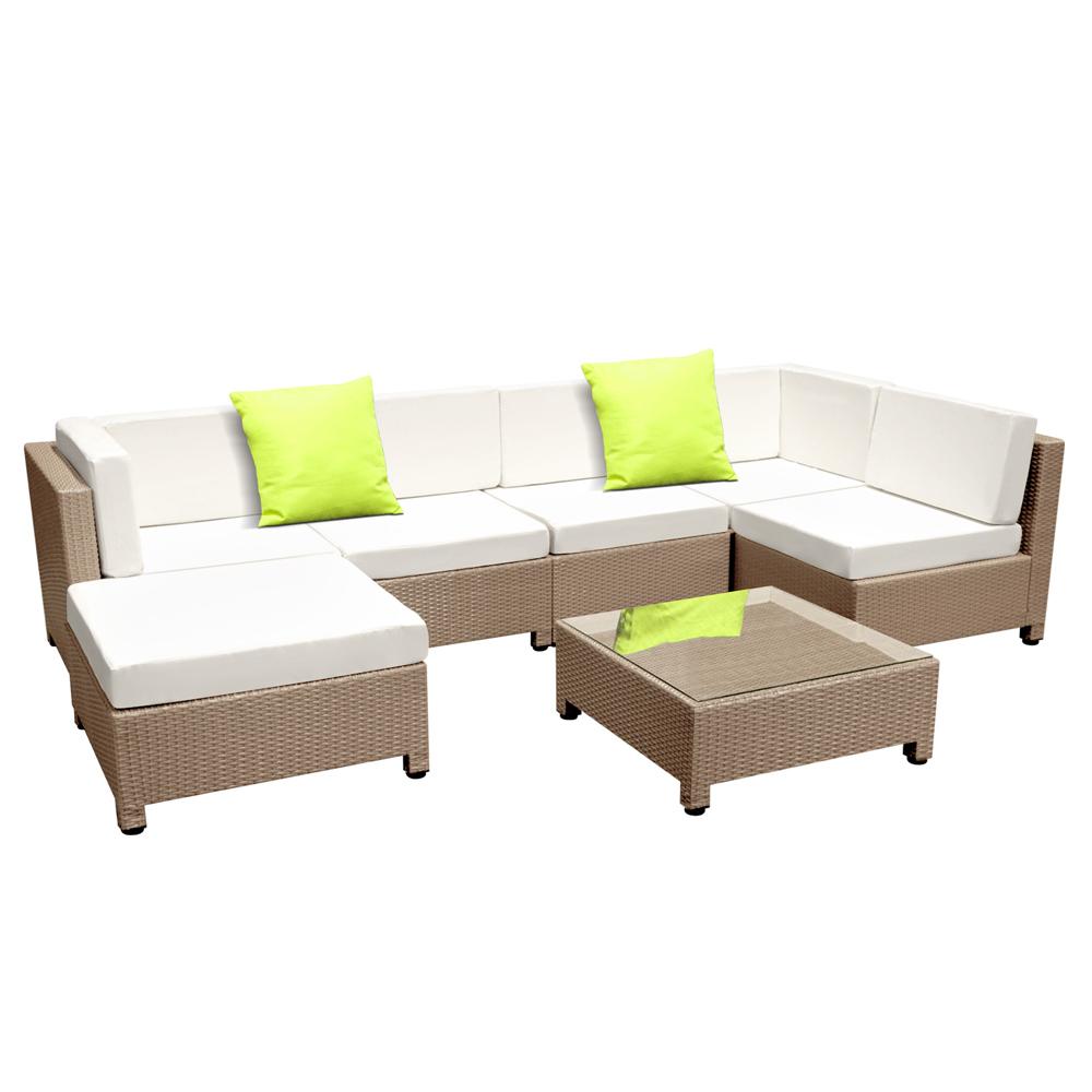 Gardeon 7 Piece PE Wicker Outdoor Furniture Set - Brown