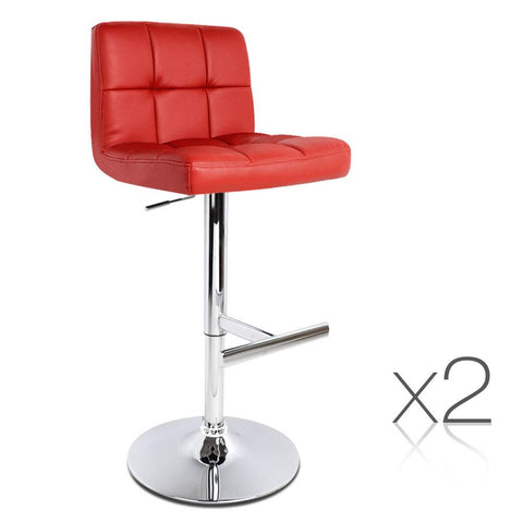 Artiss Set of 2 PU Leather Bar Stools - Burgendy