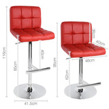 Artiss Set of 2 PU Leather Bar Stools - Burgendy