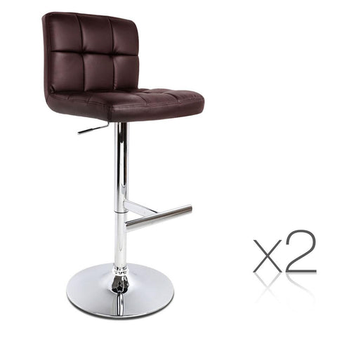 Artiss Set of 2 PU Leather Bar Stools - Chocolate