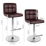 Artiss Set of 2 PU Leather Bar Stools - Chocolate