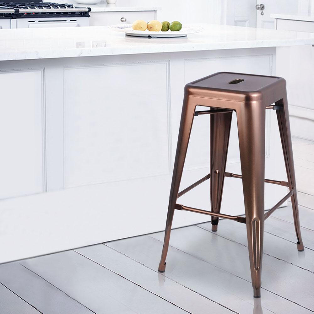 Artiss Set of 2 Metal Backless Stools - Bronze