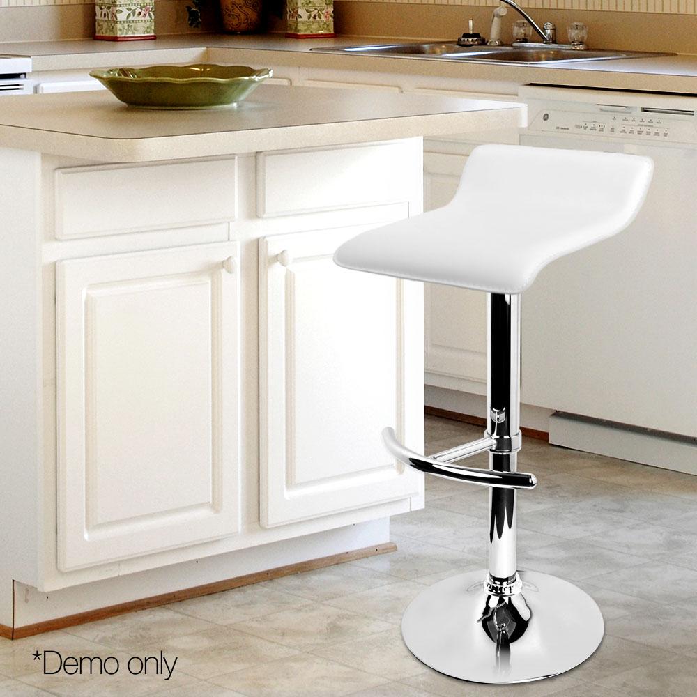 Artiss Set of 2 PU Leather Bar Stools - White