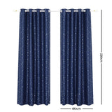 Art Queen 2 Star Blockout 180x230cm Blackout Curtains - Navy