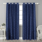 Art Queen 2 Star Blockout 180x230cm Blackout Curtains - Navy