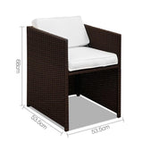 Gardeon 9 Piece Wicker Outdoor Dining Set - Brown & White