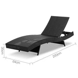 Gardeon Outdoor Wicker Sun Lounge - Black