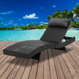 Gardeon Outdoor Wicker Sun Lounge - Black