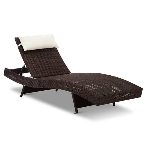 Gardeon Outdoor Wicker Sun Lounge - Brown
