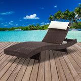 Gardeon Outdoor Wicker Sun Lounge - Brown