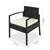 Gardeon 4 Piece Outdoor Wicker Furniture Set - Black