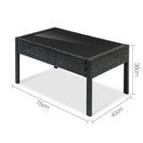 Gardeon 4 Piece Outdoor Wicker Furniture Set - Black