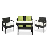 Gardeon 4 Piece Outdoor Wicker Furniture Set - Black