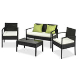Gardeon 4 Piece Outdoor Wicker Furniture Set - Black