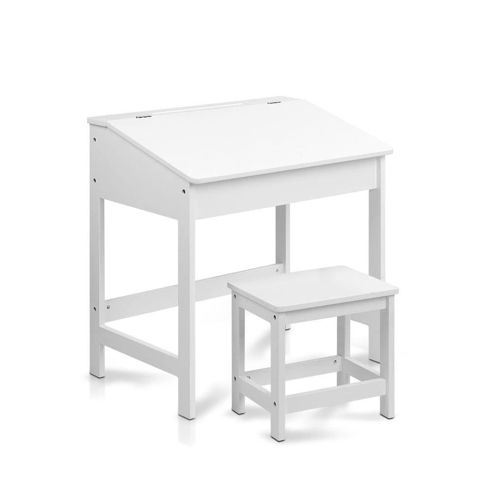 Artiss Kids Lift-Top Desk and Stool - White