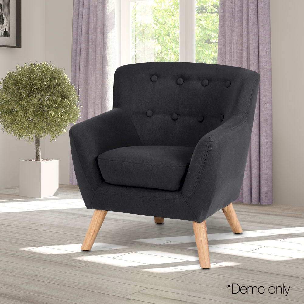 Artiss Kids Fabric Accent Armchair - Black