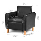 Artiss Kids PU Leather Armchair - Black