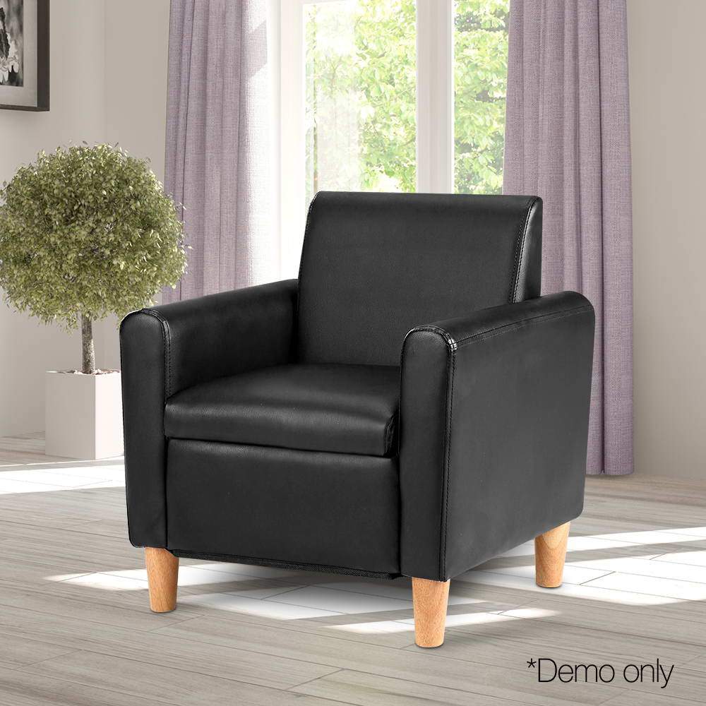 Artiss Kids PU Leather Armchair - Black