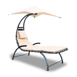 Gardeon Outdoor Lounge Chair with Shade - Beige