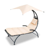 Gardeon Outdoor Lounge Chair with Shade - Beige