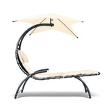 Gardeon Outdoor Lounge Chair with Shade - Beige