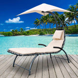 Gardeon Outdoor Lounge Chair with Shade - Beige