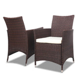 Gardeon 3pc Rattan Bistro Wicker Outdoor Furniture Set Brown