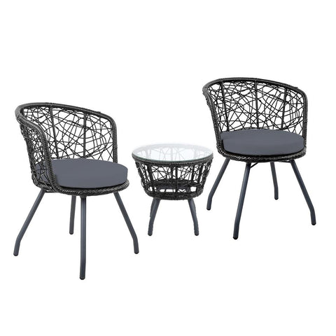 Gardeon Outdoor Patio Chair and Table - Black
