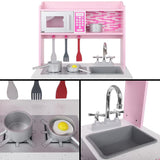 Keezi Kids Wooden Kitchen Play Set - Pink & Silver