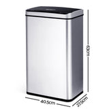 Devanti 60L Motion Sensor Bin - Silver