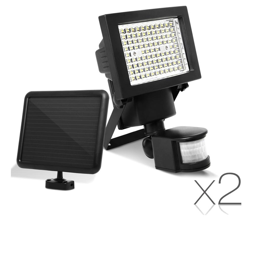 Set of 2 100 LED Solar Powered Motion Sensor Lights