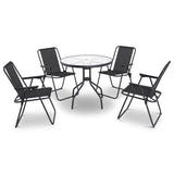 Gardeon 6 Piece Round Outdoor Dining Set - Black