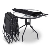 Gardeon 6 Piece Round Outdoor Dining Set - Black