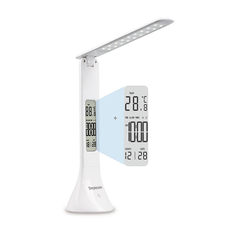 Simplecom EL610 LED Mini Desk Lamp Rechargeable with Digital Clock