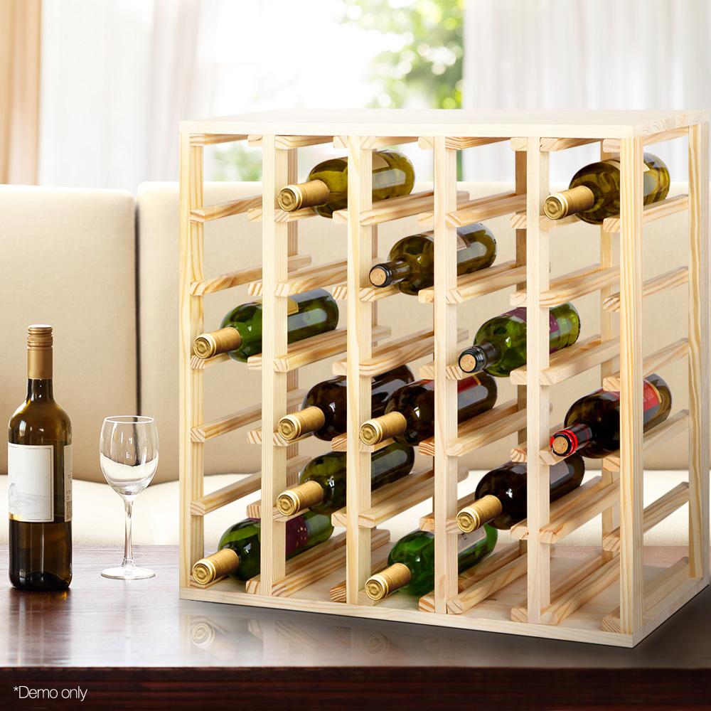 Artiss 30 Bottle Timber Wine Rack