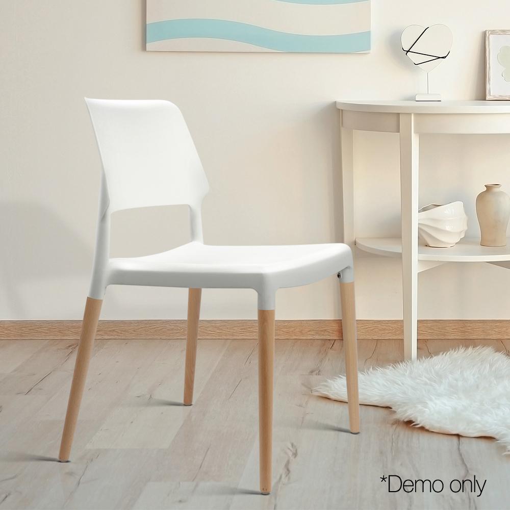 Artiss Set of 4 Wooden Stackable Dining Chairs - White