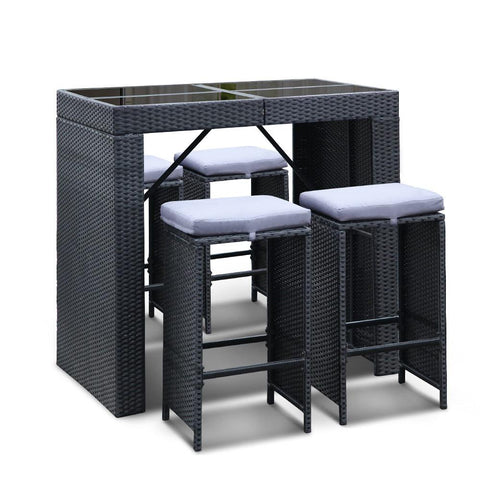 Gardeon 9 Piece Outdoor Dining Table Set - Black