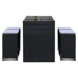 Gardeon 9 Piece Outdoor Dining Table Set - Black
