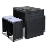 Gardeon 9 Piece Outdoor Dining Table Set - Black