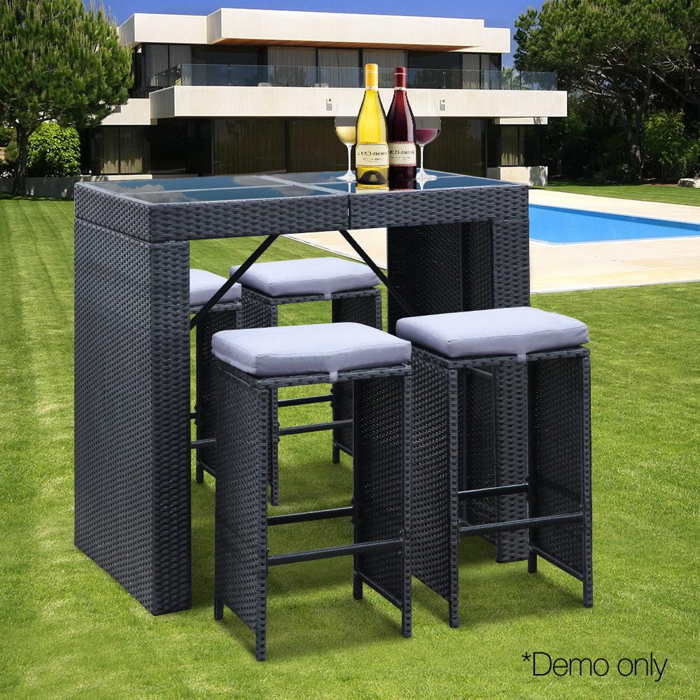 Gardeon 9 Piece Outdoor Dining Table Set - Black