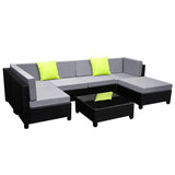 Gardeon 7 Piece PE Wicker Outdoor Furniture Set - Black
