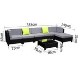 Gardeon 7 Piece PE Wicker Outdoor Furniture Set - Black
