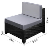 Gardeon 7 Piece PE Wicker Outdoor Furniture Set - Black