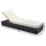 Gardeon Outdoor Wicker Sun Lounge - Black
