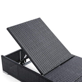 Gardeon Outdoor Wicker Sun Lounge - Black