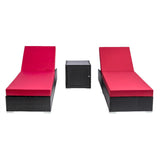 Gardeon 3 Piece Wicker Outdoor Lounge Set - Black